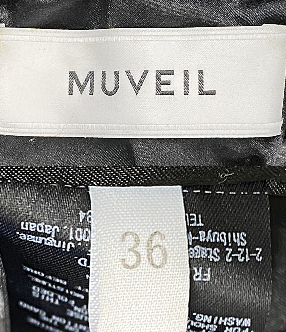 MUVEIL ライダースジャケット 牛革 襟ラビット レディース SIZE 36 ミュベール