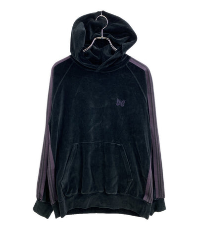 美品 NEEDLES パーカー ベロアサイドライン ブラック J0228 メンズ SIZE M ニードルズ