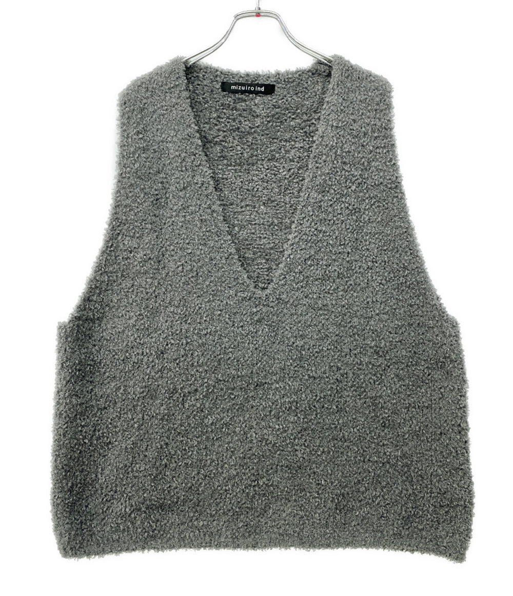 mizuiro ind ベスト 25AW ヘアリーヤーン グレー レディース SIZE - ミズイロインド