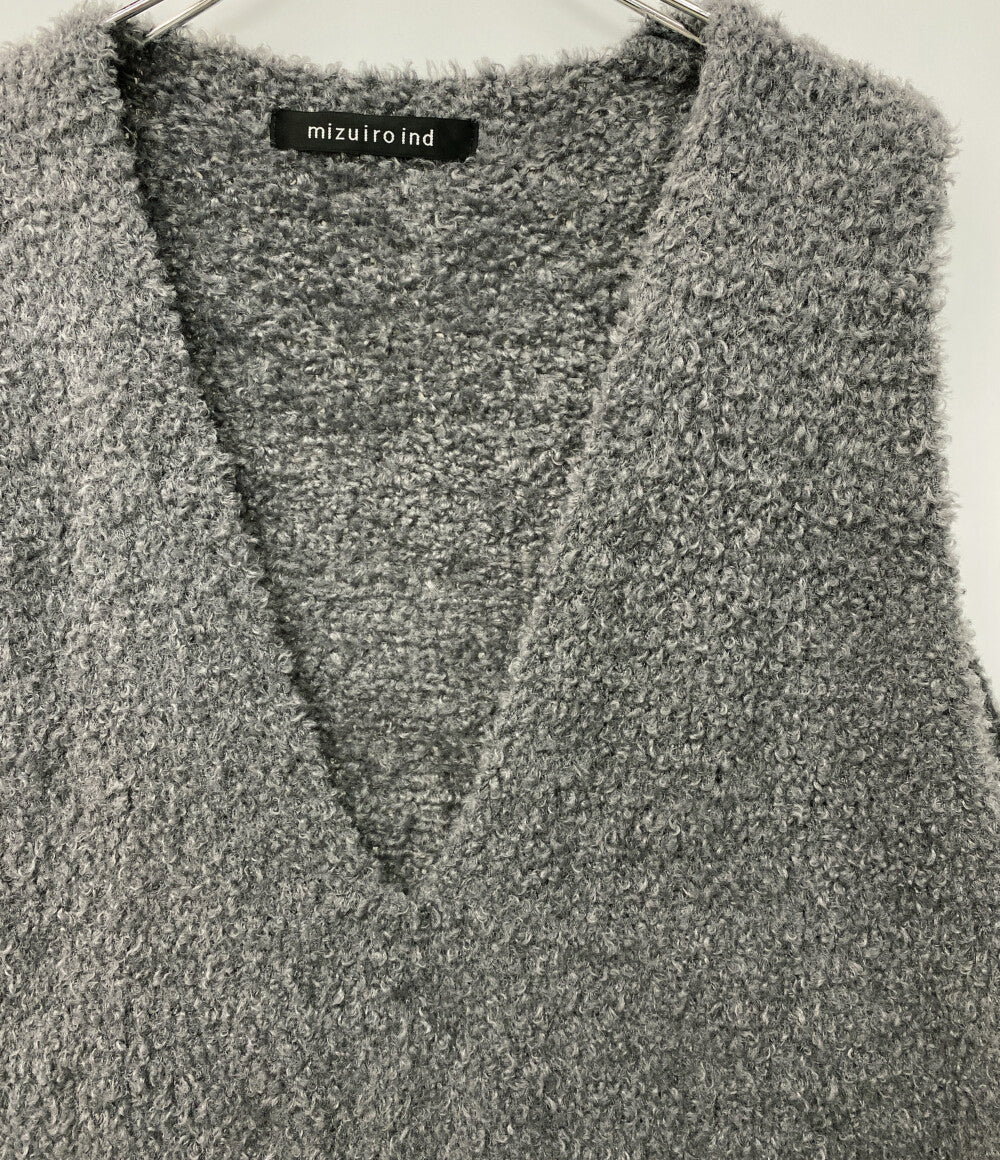 mizuiro ind ベスト 25AW ヘアリーヤーン グレー レディース SIZE - ミズイロインド