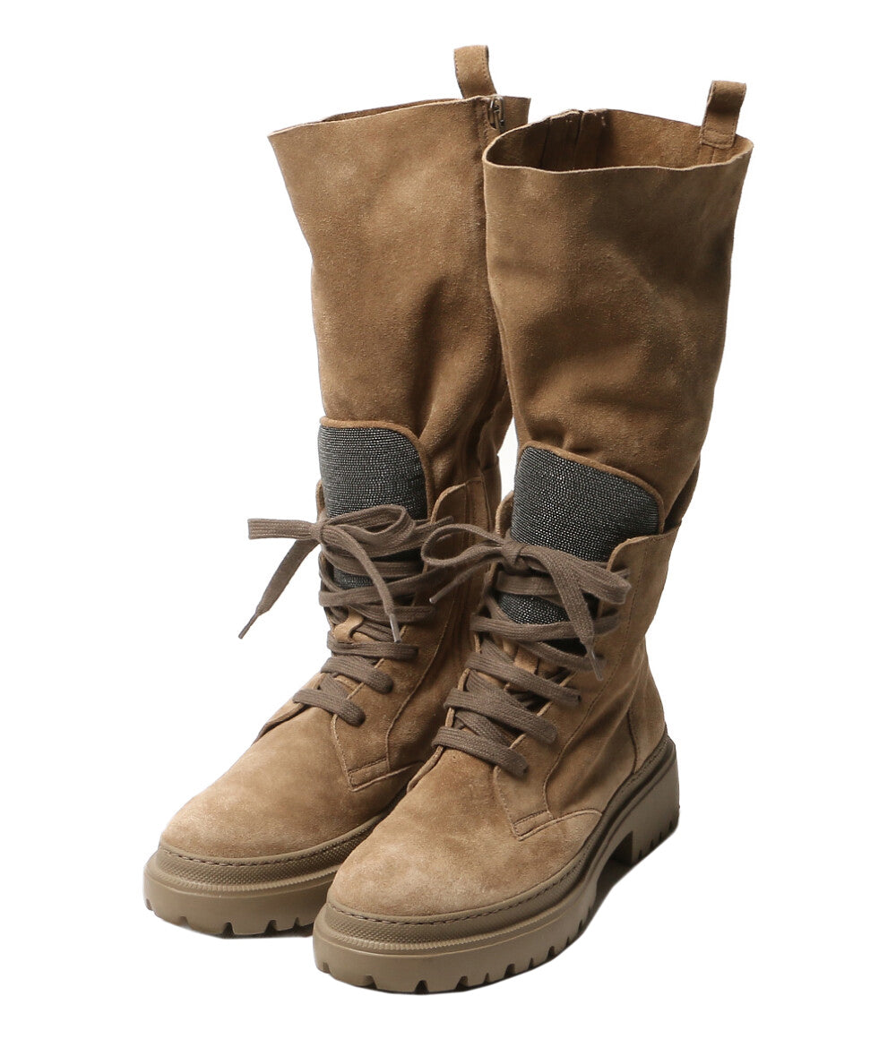 BRUNELLO CUCINELLI ブーツ ベージュ スウェード レディース SIZE 38 ブルネロクチネリ