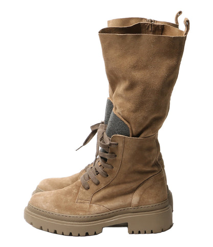 BRUNELLO CUCINELLI ブーツ ベージュ スウェード レディース SIZE 38 ブルネロクチネリ