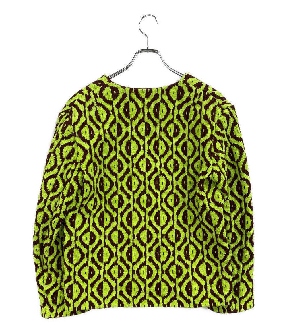 美品 DRIES VAN NOTEN ノーカラージャケット 幾何学JKT 18AW 71-07-84-07010 レディース SIZE 34 ドリスヴァンノッテン