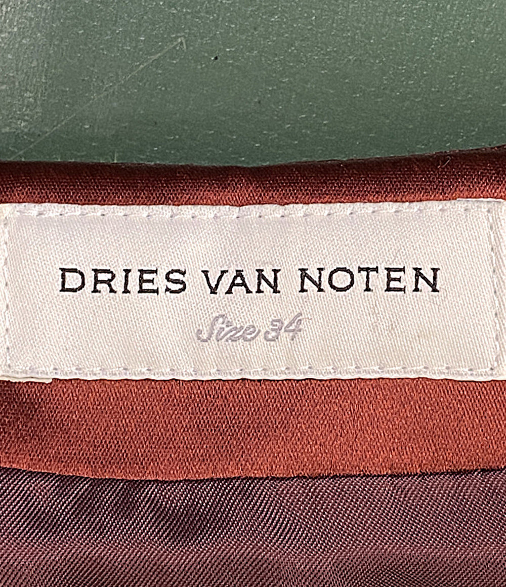 美品 DRIES VAN NOTEN ノーカラージャケット 幾何学JKT 18AW 71-07-84-07010 レディース SIZE 34 ドリスヴァンノッテン