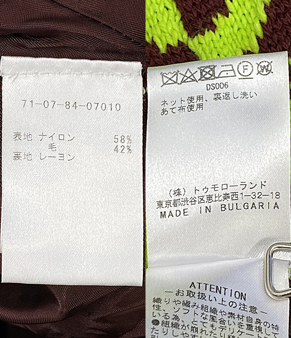 美品 DRIES VAN NOTEN ノーカラージャケット 幾何学JKT 18AW 71-07-84-07010 レディース SIZE 34 ドリスヴァンノッテン