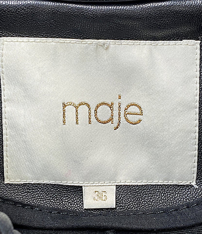 maje ライダースジャケット ラム ブラック キッズ SIZE 36 マジェ