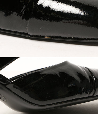 CHANEL パテントレザー ストラップスクエアヒールパンプス レディース SIZE 38C シャネル