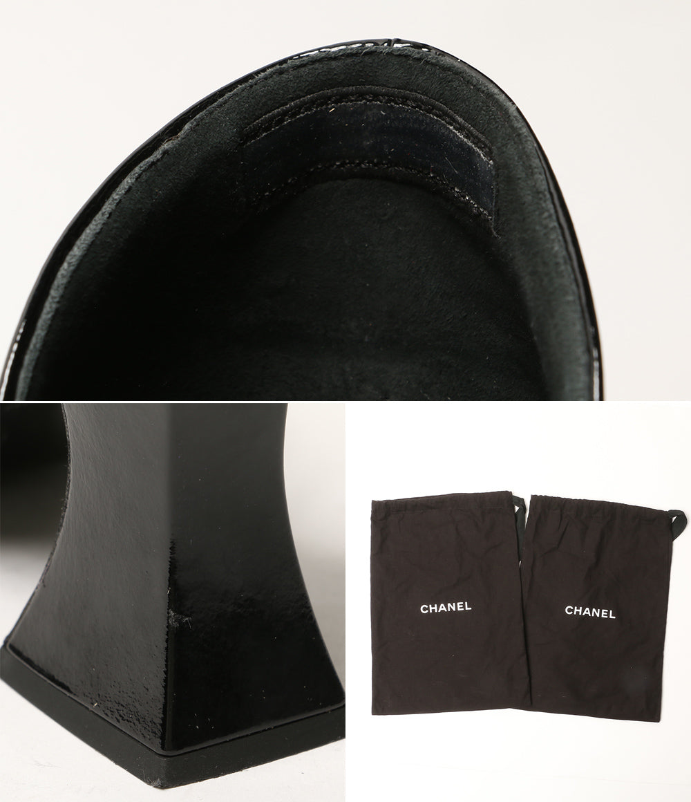 CHANEL パテントレザー ストラップスクエアヒールパンプス レディース SIZE 38C シャネル