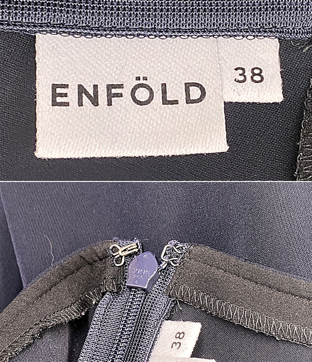 ENFOLD ブラウス ネイビー パフスリーブ 300GS230-2180 レディース SIZE 38 エンフォルド
