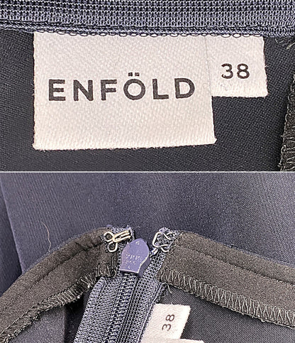 ENFOLD ブラウス ネイビー パフスリーブ 300GS230-2180 レディース SIZE 38 エンフォルド