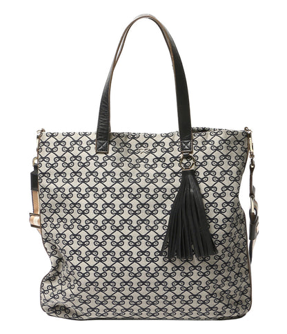 ANYA HINDMARCH トートバッグ リボン柄モノグラムキャンバス タッセル 2way レディース アニヤ・ハインドマーチ