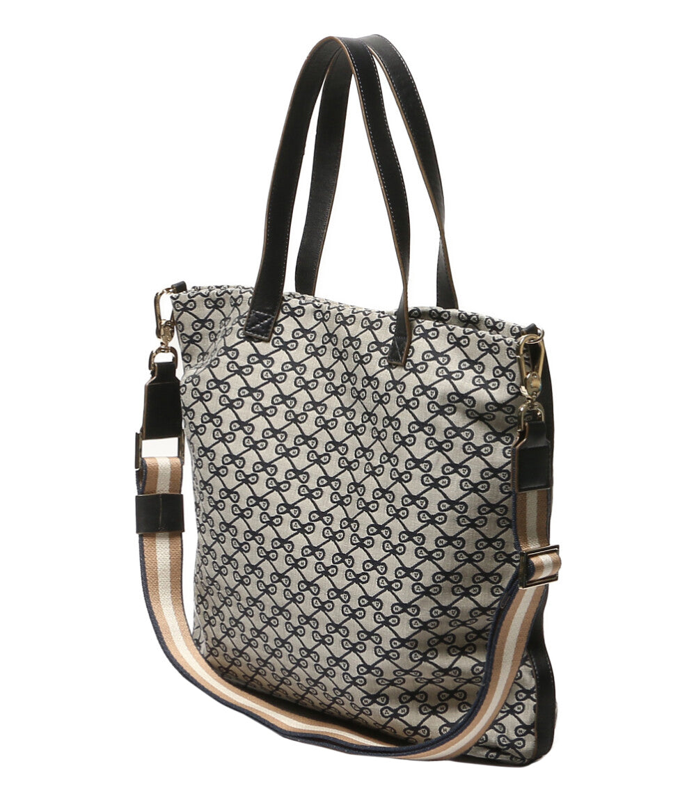 ANYA HINDMARCH トートバッグ リボン柄モノグラムキャンバス タッセル 2way レディース アニヤ・ハインドマーチ