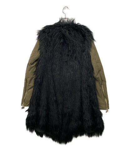 elisabetta franchi シャギー切替コート CP077 1910 レディース SIZE 40 エリザベッタフランキ