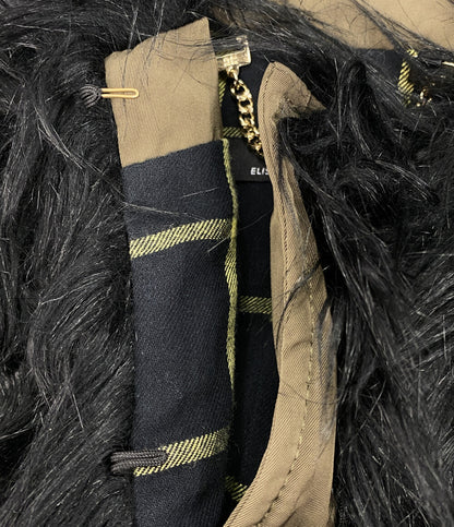 elisabetta franchi シャギー切替コート CP077 1910 レディース SIZE 40 エリザベッタフランキ