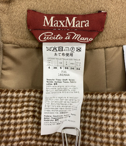 MAX MARA スカート ブラウン ウール 千鳥格子 レディース SIZE 38 マックスマーラ