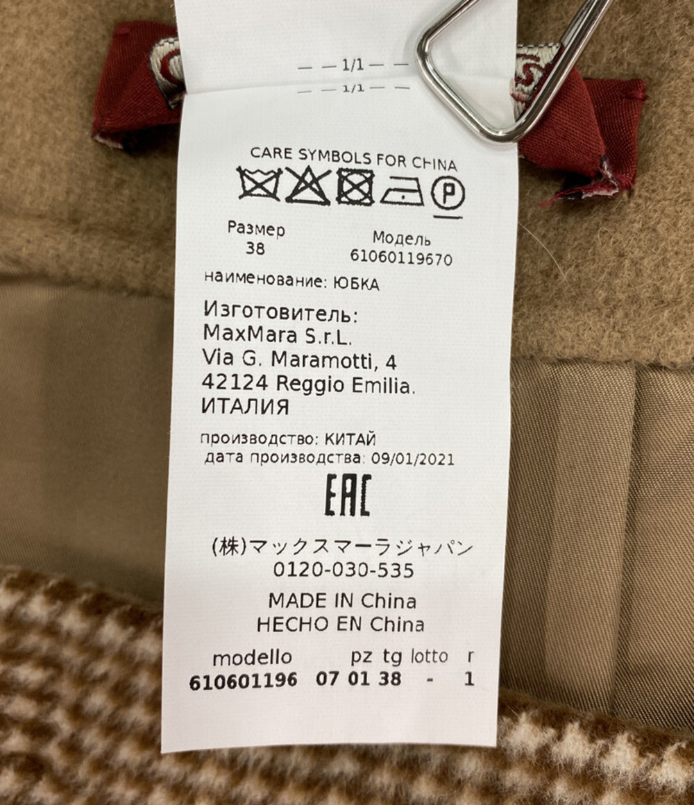 MAX MARA スカート ブラウン ウール 千鳥格子 レディース SIZE 38 マックスマーラ
