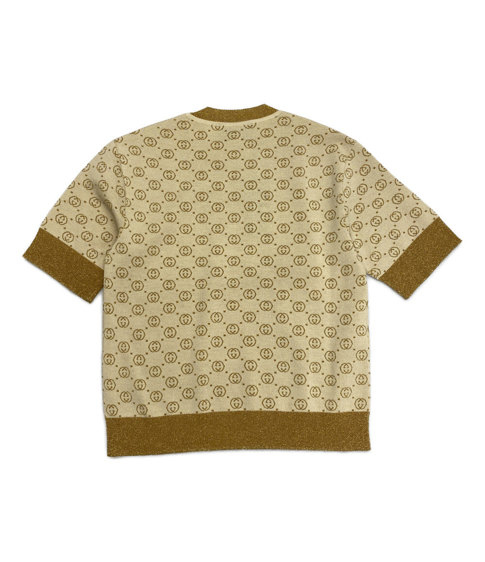 美品 GUCCI 半袖ニット GG メタリックラメニット アイボリー レディース SIZE XS グッチ