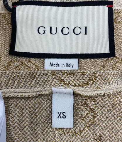 美品 GUCCI 半袖ニット GG メタリックラメニット アイボリー レディース SIZE XS グッチ