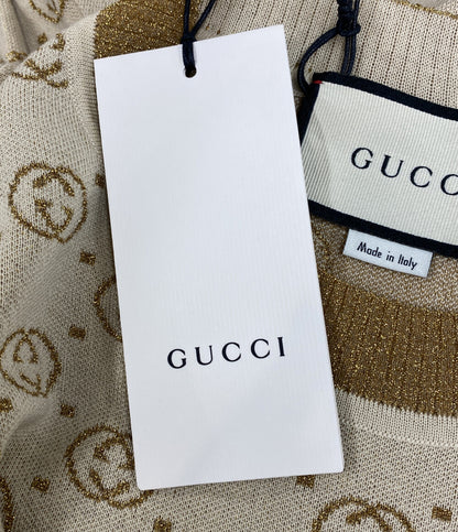 美品 GUCCI 半袖ニット GG メタリックラメニット アイボリー レディース SIZE XS グッチ