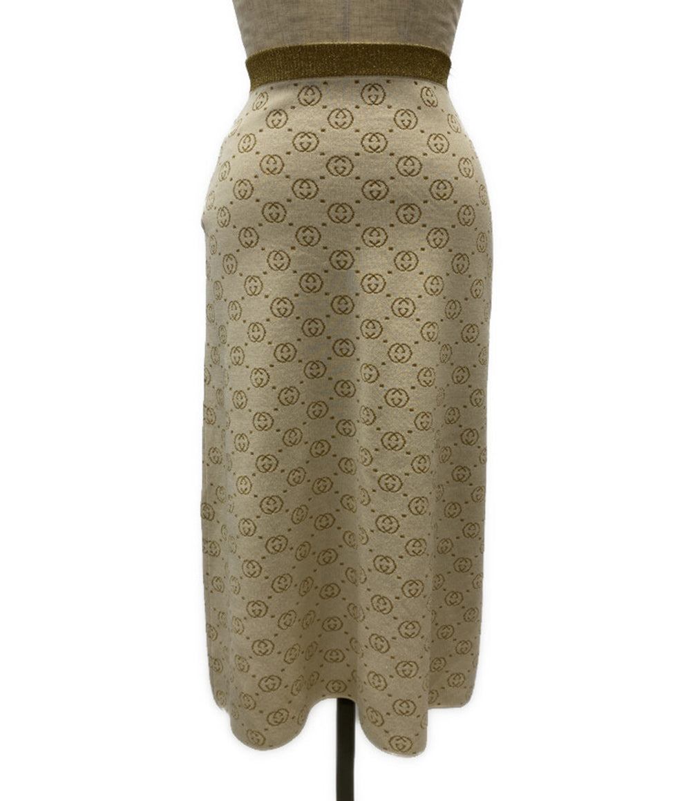 美品 GUCCI ニットスカート GG メタリックラメニット アイボリー レディース SIZE XS グッチ
