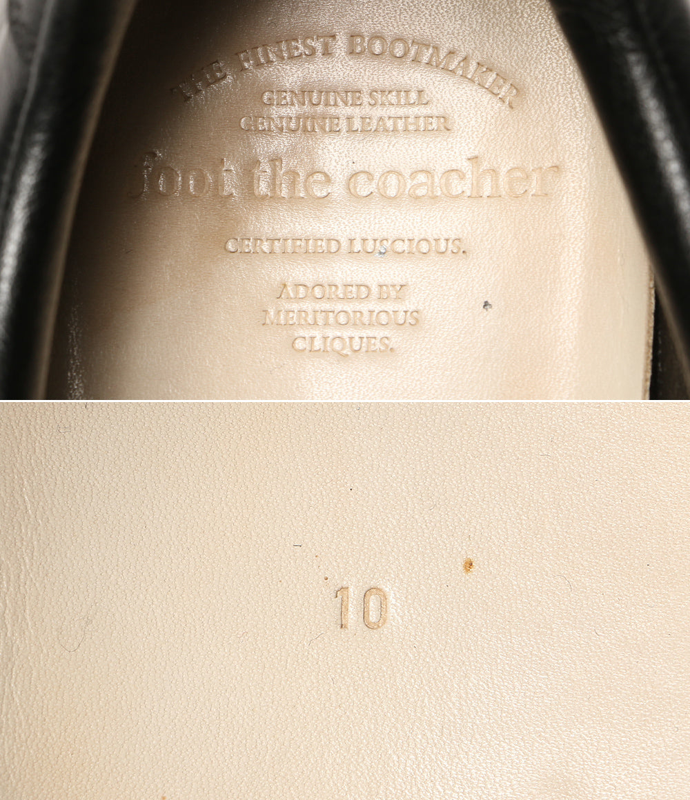 FOOT THE COACHER レザースニーカー ブラック メンズ SIZE 10 フットザコーチャー