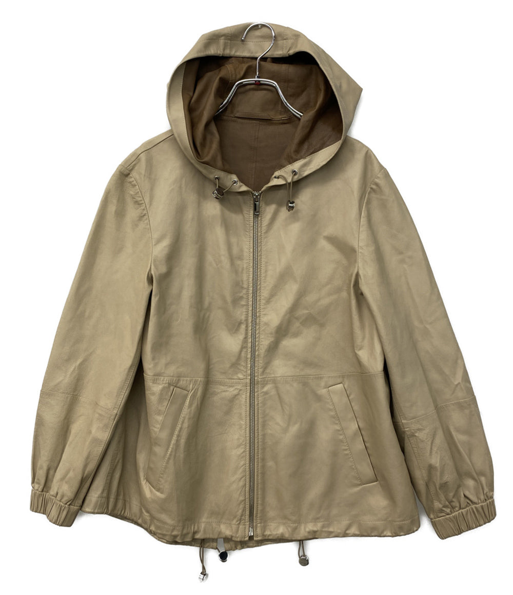 WEEKEND MAXMARA ジャケット フードレザージップアップ ベージュ レディース SIZE 36 マックスマーラウィークエンド