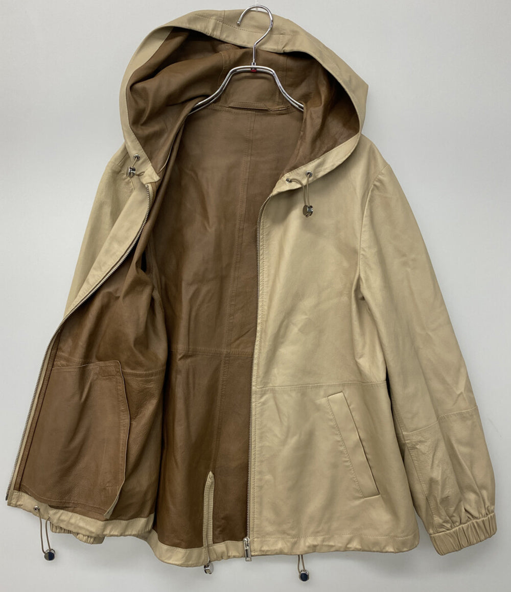 WEEKEND MAXMARA ジャケット フードレザージップアップ ベージュ レディース SIZE 36 マックスマーラウィークエンド