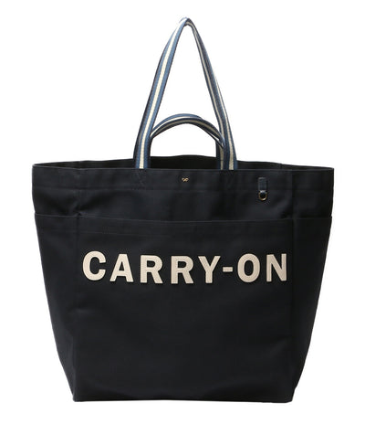 美品 ANYA HINDMARCH トートバッグ CARRY ONロゴトート ネイビー レディース アニヤ・ハインドマーチ