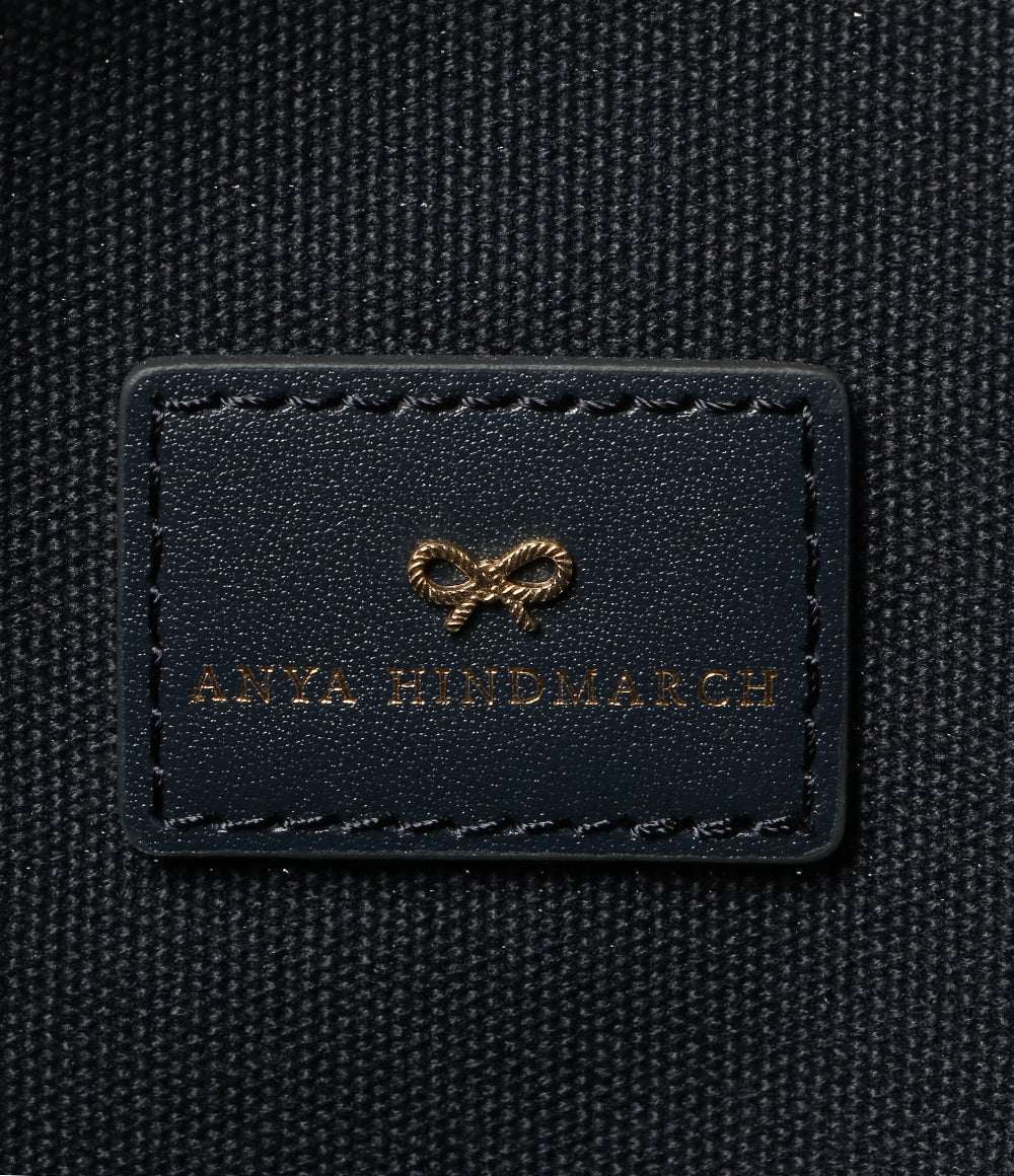 美品 ANYA HINDMARCH トートバッグ CARRY ONロゴトート ネイビー レディース アニヤ・ハインドマーチ