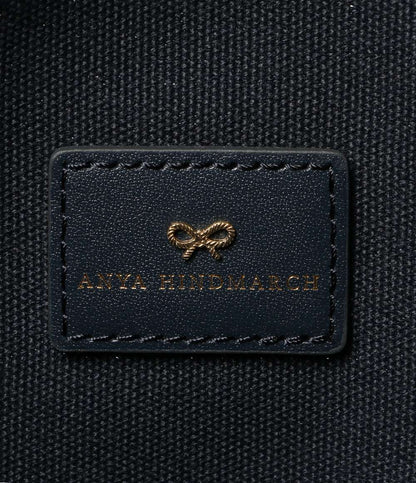 美品 ANYA HINDMARCH トートバッグ CARRY ONロゴトート ネイビー レディース アニヤ・ハインドマーチ