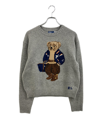 美品 RALPH LAUREN ニット ポロベア ウールカシミヤ グレー レディース SIZE S ラルフローレン