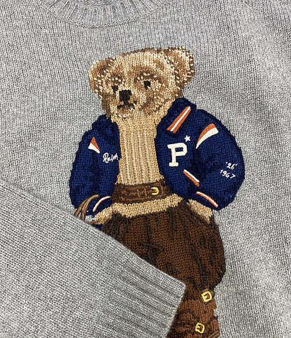 美品 RALPH LAUREN ニット ポロベア ウールカシミヤ グレー レディース SIZE S ラルフローレン