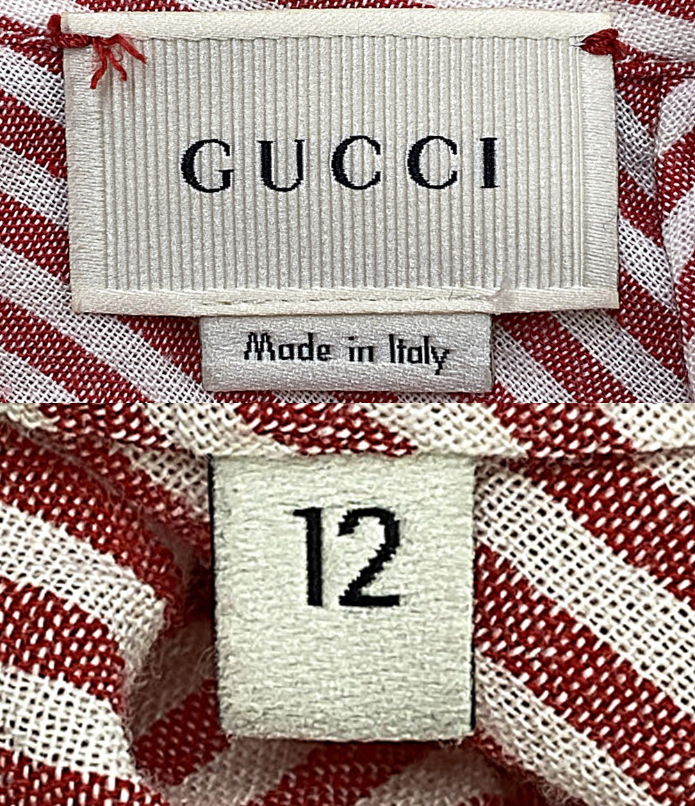 GUCCI 長袖ブラウス 子供服 レッド×ホワイト キッズ SIZE 12 グッチ