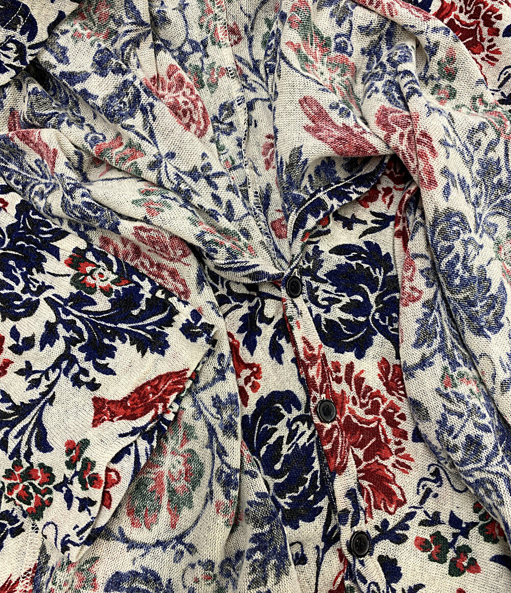 美品 Y's カーディガン フラワー総柄 ブルー×レッド YR-T56-171 レディース SIZE 2 ワイズ