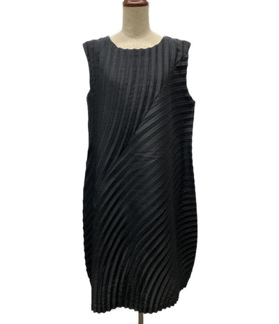 ISSEY MIYAKE ノースリーブワンピース IM03FH123 ブラック レディース SIZE 2 イッセイミヤケ