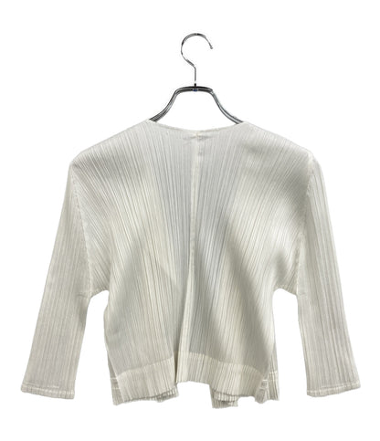 美品 PLEATS PLEASE カーディガン ホワイト 前開き PP53-J0148 レディース SIZE 3