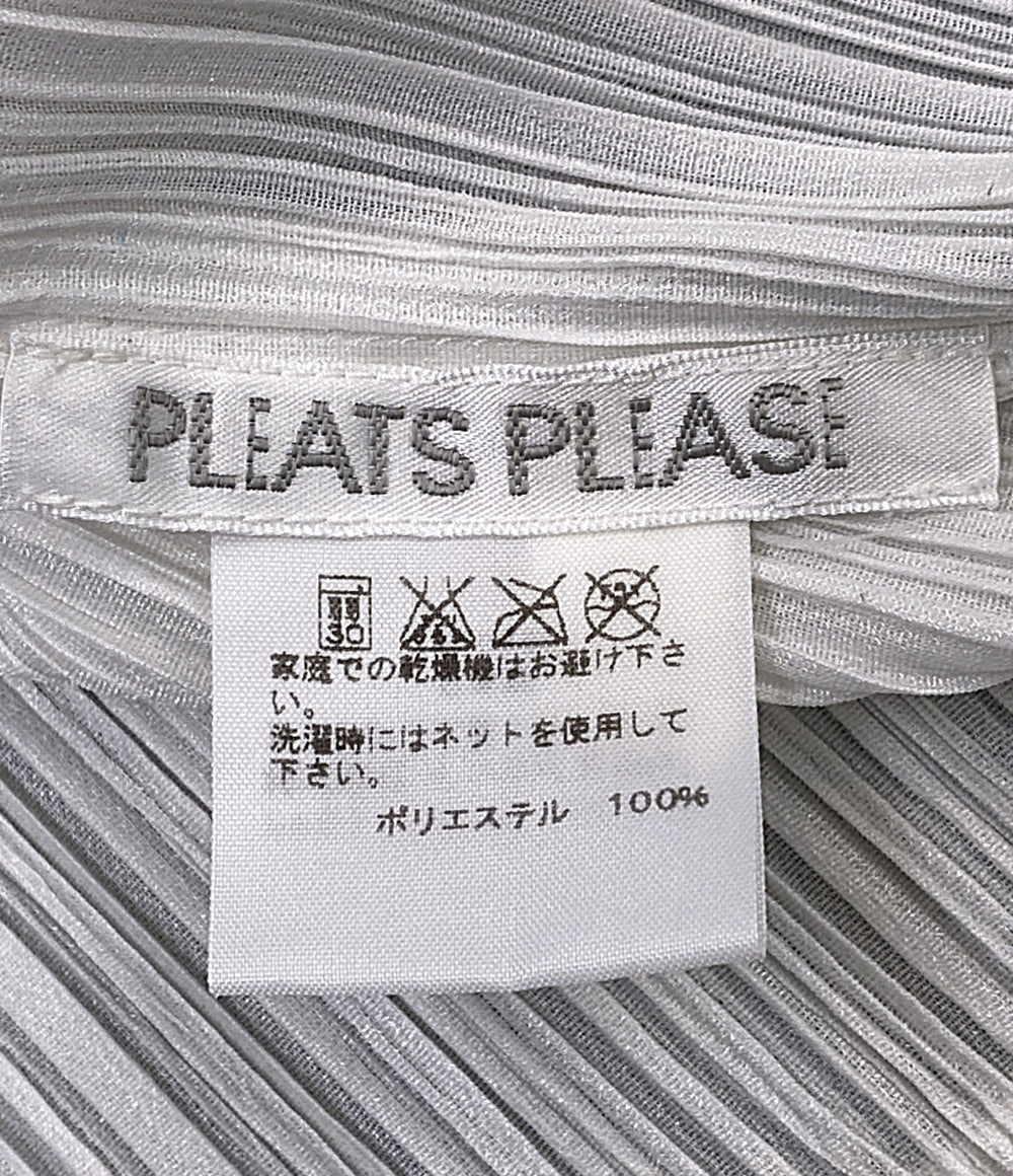 美品 PLEATS PLEASE カーディガン ホワイト 前開き PP53-J0148 レディース SIZE 3