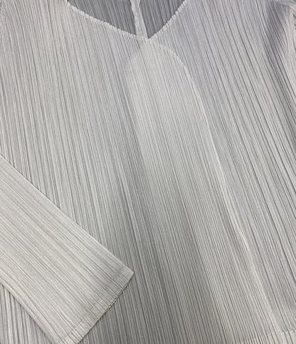 美品 PLEATS PLEASE カーディガン ホワイト 前開き PP53-J0148 レディース SIZE 3