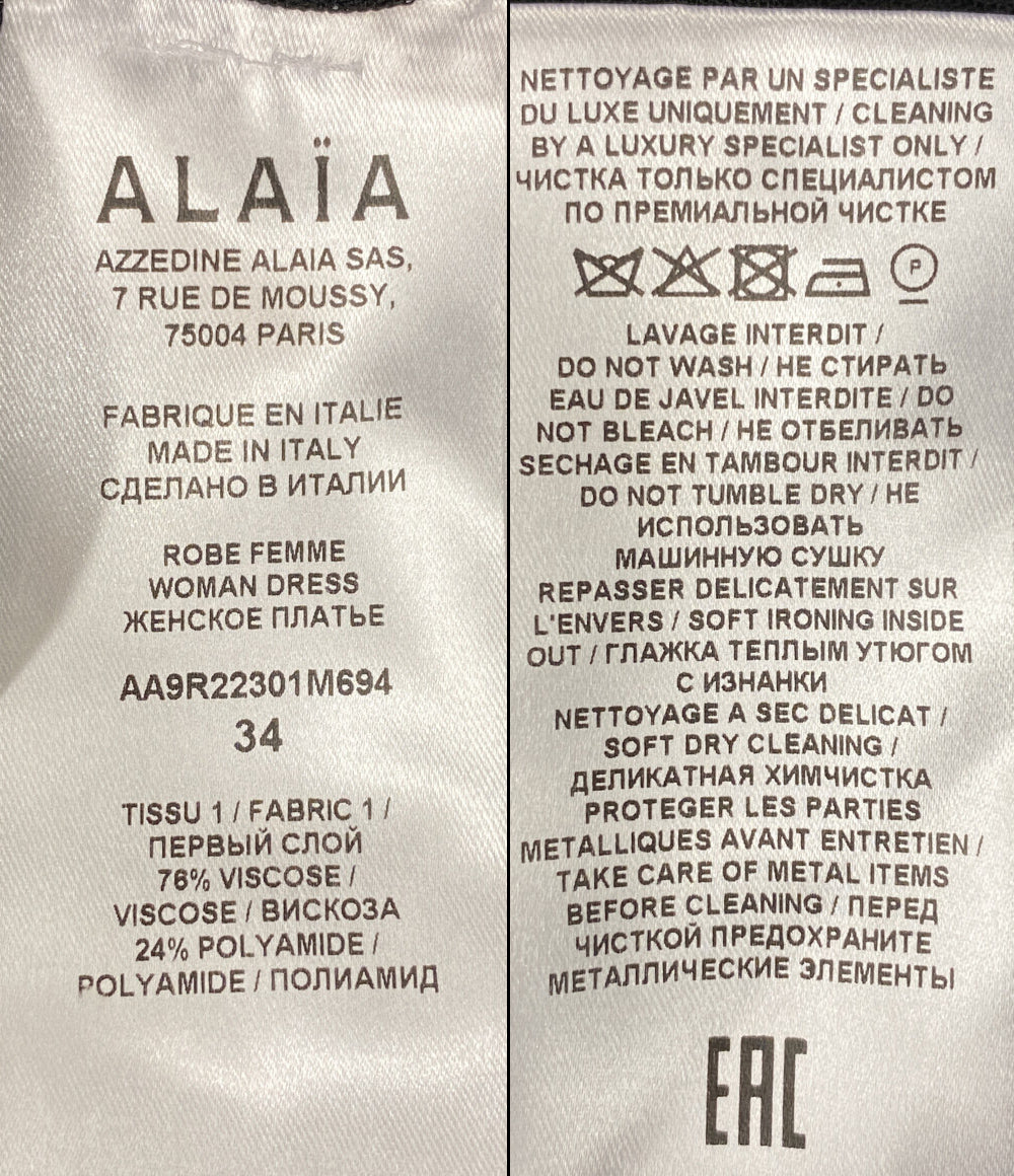 ALAIA アライア 長袖ワンピース シアー AA9R22301M694 タートルワンピ レディース SIZE 34