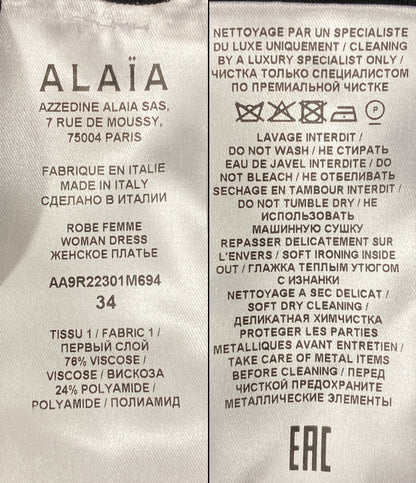 ALAIA アライア 長袖ワンピース シアー AA9R22301M694 タートルワンピ レディース SIZE 34