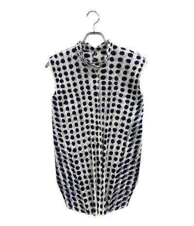 美品 PLEATS PLEASE ノースリーブシャツ ドット PP61-JT685 レディース SIZE 3 プリーツプリーズ