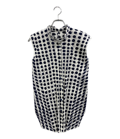 美品 PLEATS PLEASE ノースリーブシャツ ドット PP61-JT685 レディース SIZE 3 プリーツプリーズ