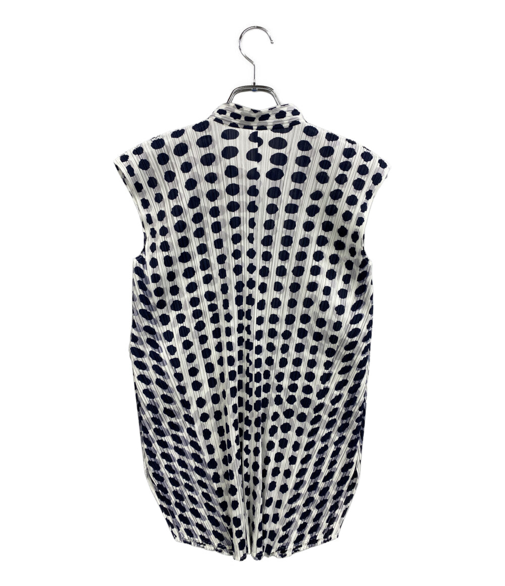美品 PLEATS PLEASE ノースリーブシャツ ドット PP61-JT685 レディース SIZE 3 プリーツプリーズ