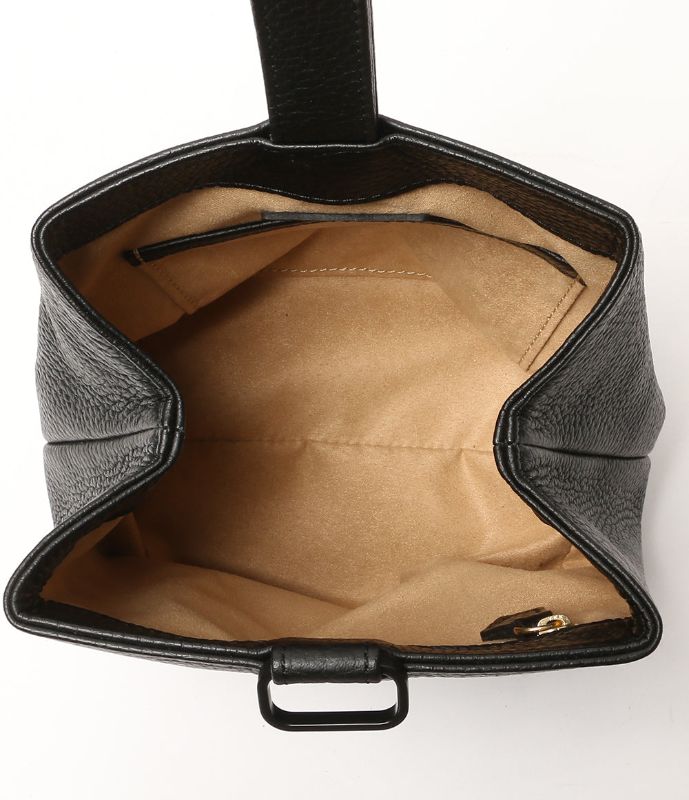 美品 HushTag ハッシュタグ 巾着レザーバッグ ブラック メンズ