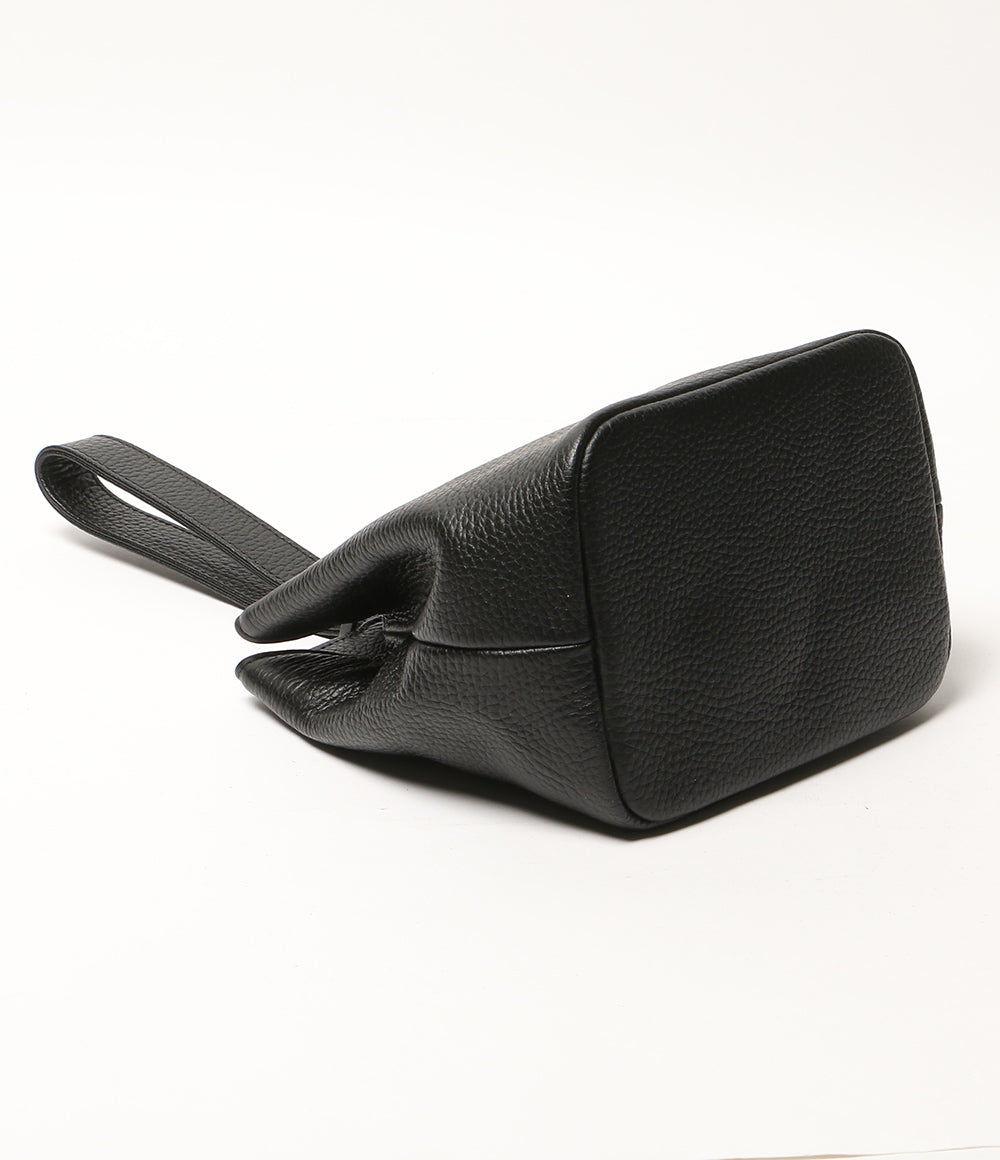 美品 HushTag ハッシュタグ 巾着レザーバッグ ブラック メンズ