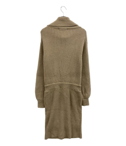美品 Her lip to 長袖ニットワンピース リブ ベージュ 1234205099 レディース SIZE M ハーリップトゥ
