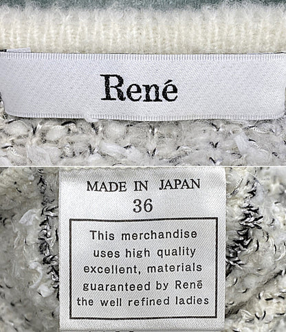 Rene ノーカラージャケット ツイード ホワイト 6442407 レディース SIZE 36 ルネ