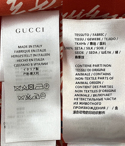 GUCCI 長袖シャツ レッド 総柄 16SS レディース SIZE 36 グッチ