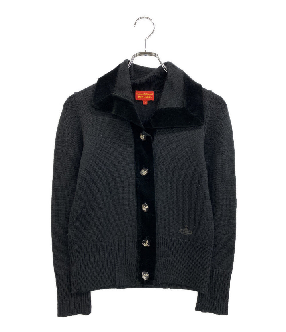 VIVIENNE WESTWOOD ニットカーディガン 襟付 オーブ ブラック 357-03-11018 レディース SIZE 3 ヴィヴィアンウエストウッド