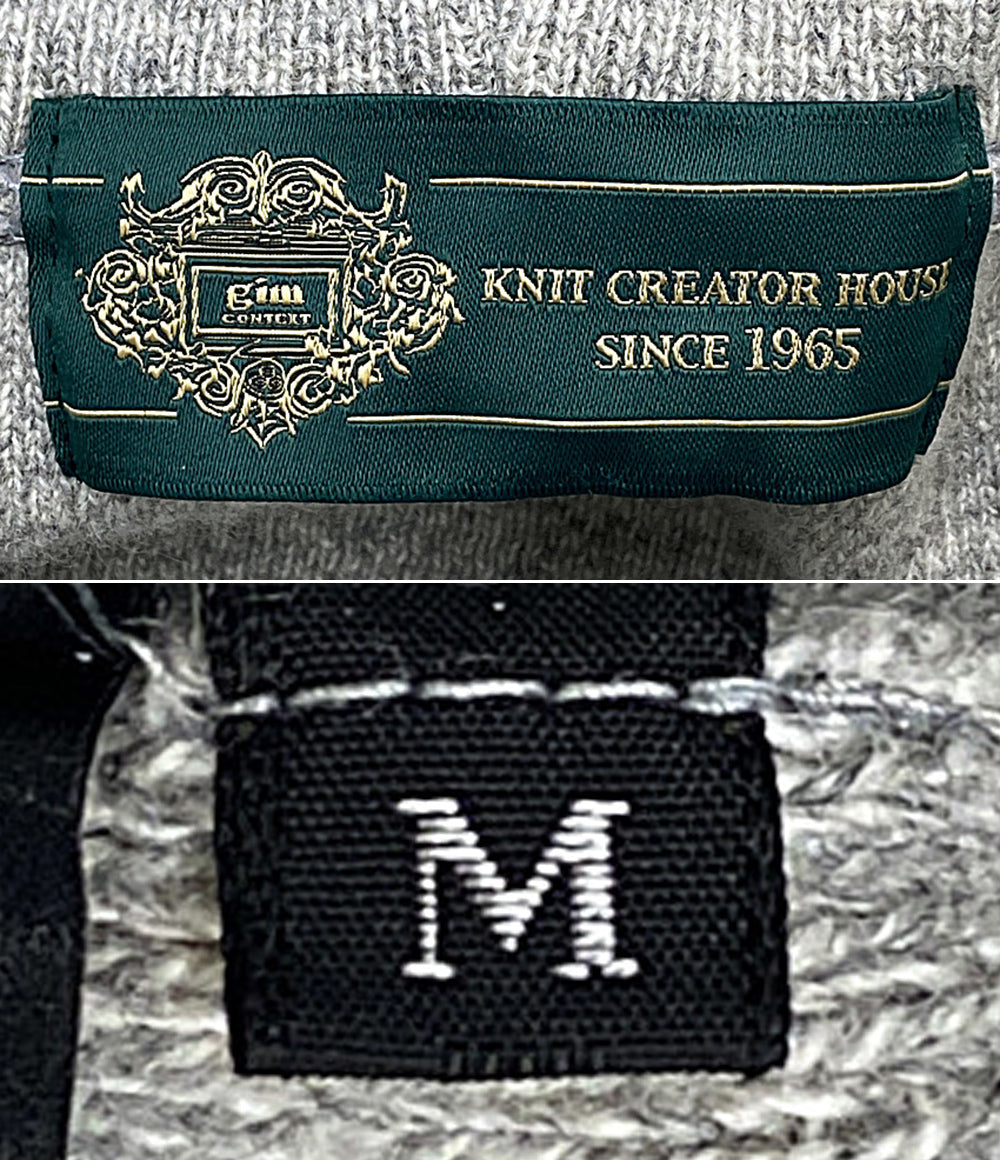 美品 gim ジム パーカー ニット グレー カシミア100 24502609 メンズ SIZE M